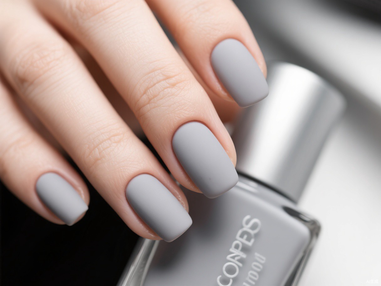 Minimal gray nail design