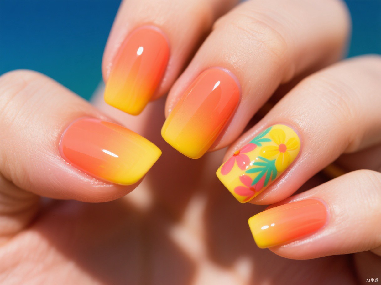 Bright summer July nail designs