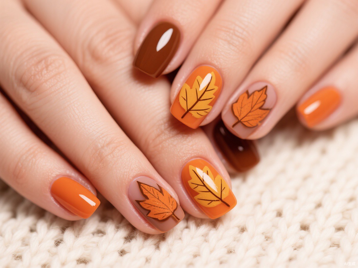 Thanksgiving autumn nail design