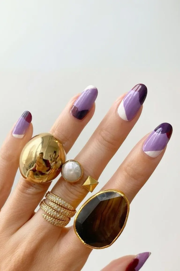Funky purple nail art for fall