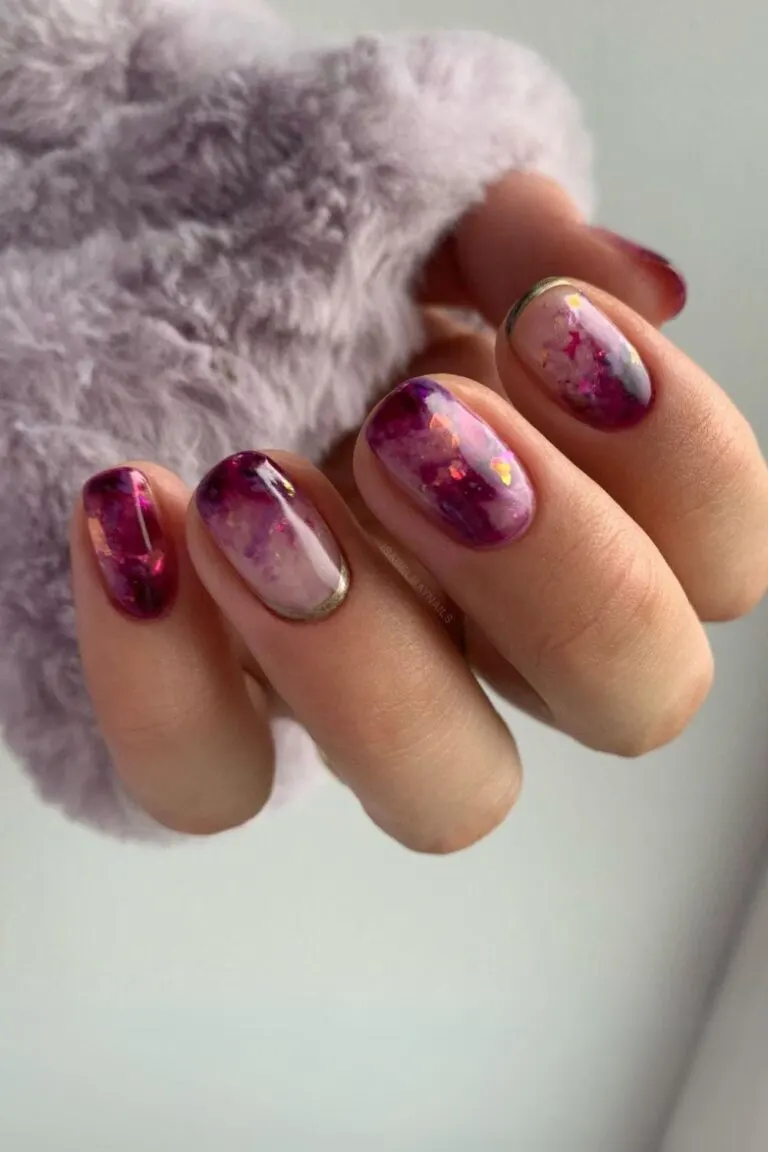 Purple amethyst-inspired nail design