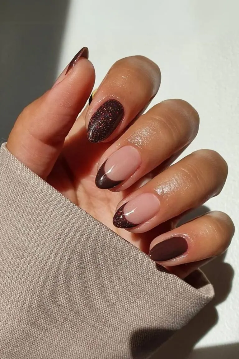 Shimmery-brown-french-tip-nails